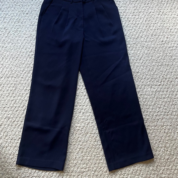 Quince Navy Wide-Leg Pleated Trousers – Size 6 - Picture 4 of 4
